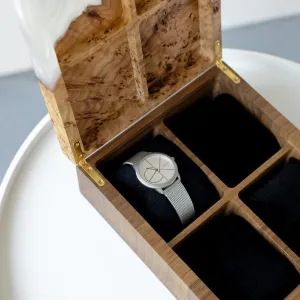 Keepsake Box as unique birthday handcrafted epoxy resin penetration earnestness bacterial & wood watch box. Personalized 