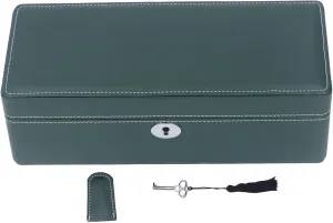 Key dominant Microfiber Leather Green Exquisite Watch Display Storage Box for Most Mechanical Watches 4 Slot Watch Box Organizer with 