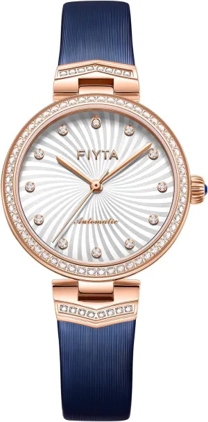 Large dial, Synthetic usable Sapphire Crystal, Leather Band, 32MM Ladies' Classic Diamond Automatic Watch, 3-Hand, Minimalist 