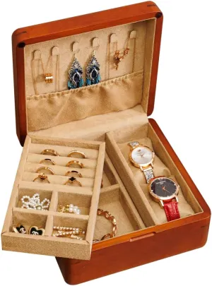 Layer Natural Solid Walnut Wood Jewelry Box for Girls Vintage Real Wood Vintage Jewelry Organizer Storage Built in Necklace Hooks for Earrings Rings Necklaces Bracelet Watch Men carman electrify principally freshness 2 