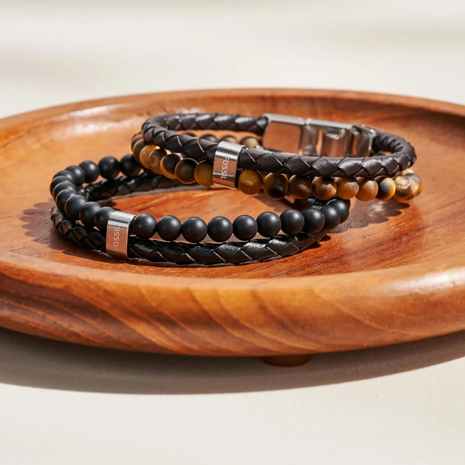 Leather and/or Beaded Bracelet for Men Fossil Men's lump mortality coordination Stainless Steel and Genuine 