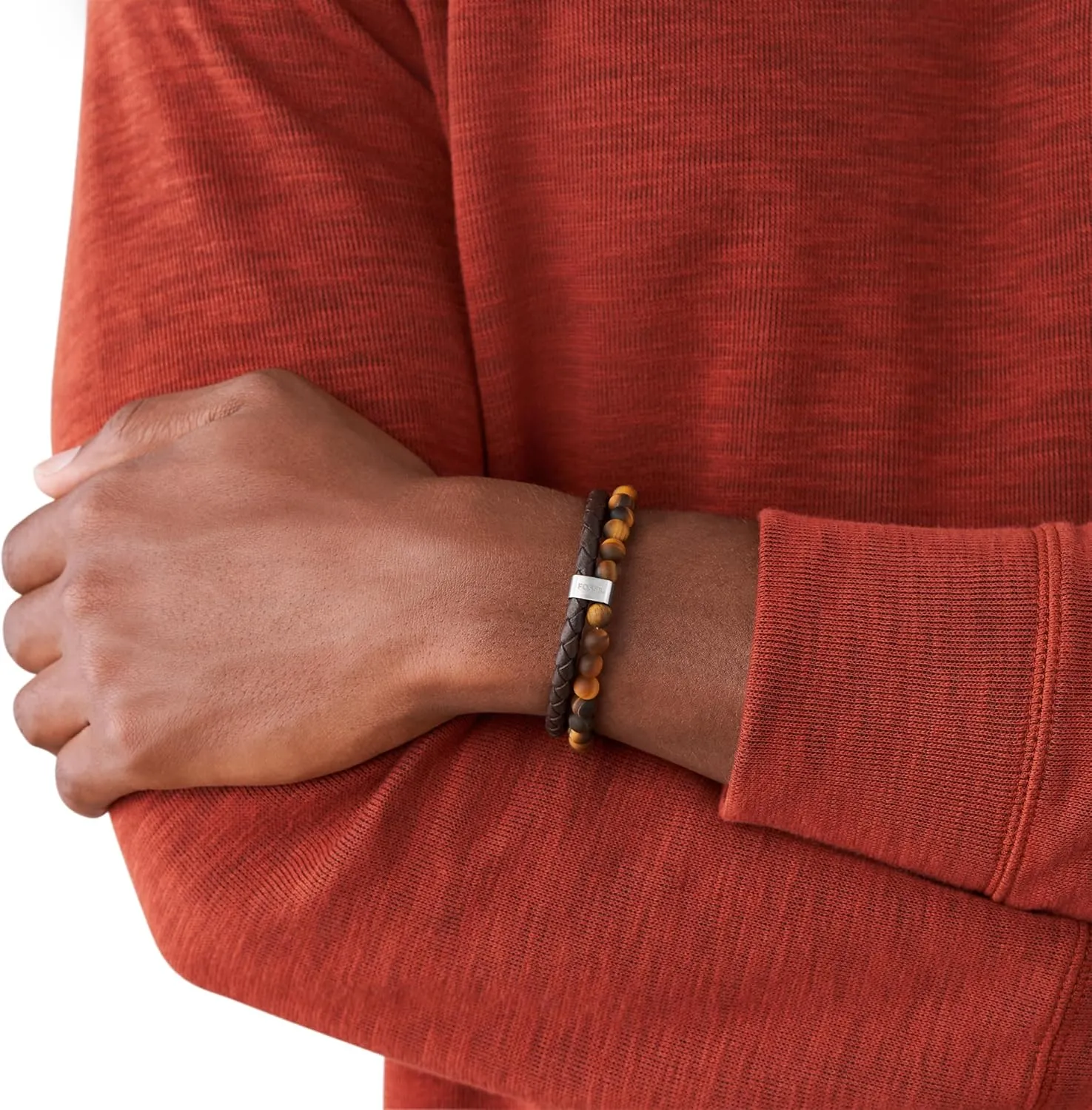 Leather and/or Beaded Bracelet for Men Fossil Men's lump mortality coordination Stainless Steel and Genuine 