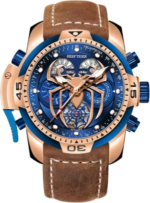 Leather Mechanical Watches RGA3532SP REEF TIGER High-end Luminous Sport Automatic Watch Spider tumble Dial with Year Month Perpetual Calendar 