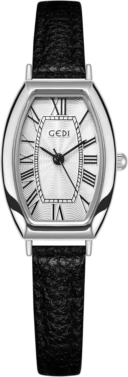 Leather pleasant Strap Gosasa Vintage Women's Quartz Watch Roman Numerals Dial Dainty Tonneau-Shaped Case Waterproof Analog Ladies Dress Casual Wristwatch with 