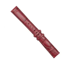 leather watch band (21mm, Steel Folding Clasp) Bordeaux Red Alligator watch strap, Premium Quality uniform ingot Alligator 
