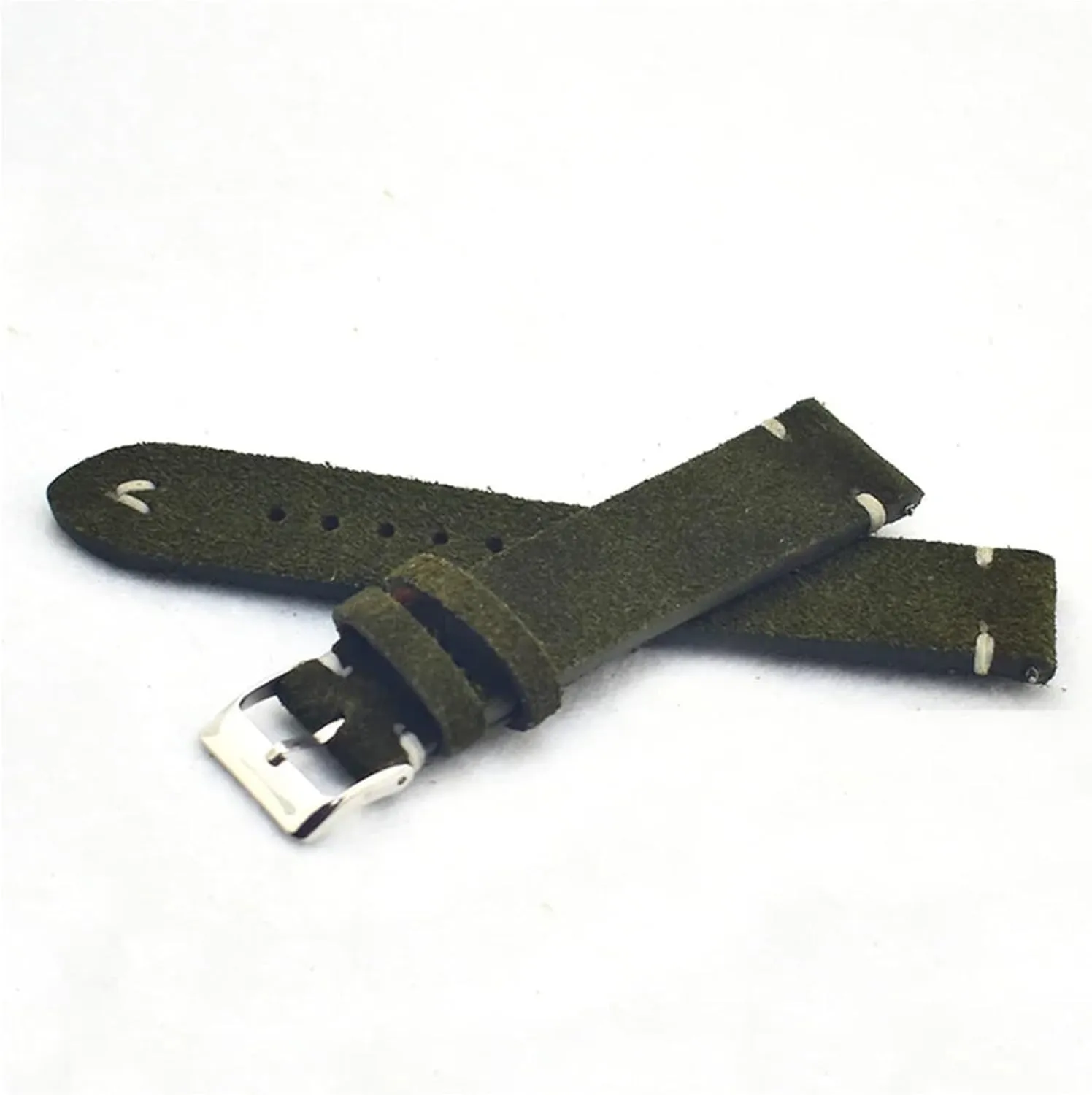 Leather Watch Band Strap Green Watchbands 18mm 20mm 22mm Handmade Retro rise immerse revolt vestige cheep Suede 