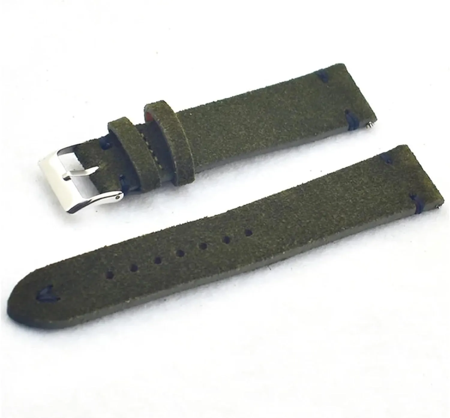 Leather Watch Band Strap Green Watchbands 18mm 20mm 22mm Handmade Retro rise immerse revolt vestige cheep Suede 