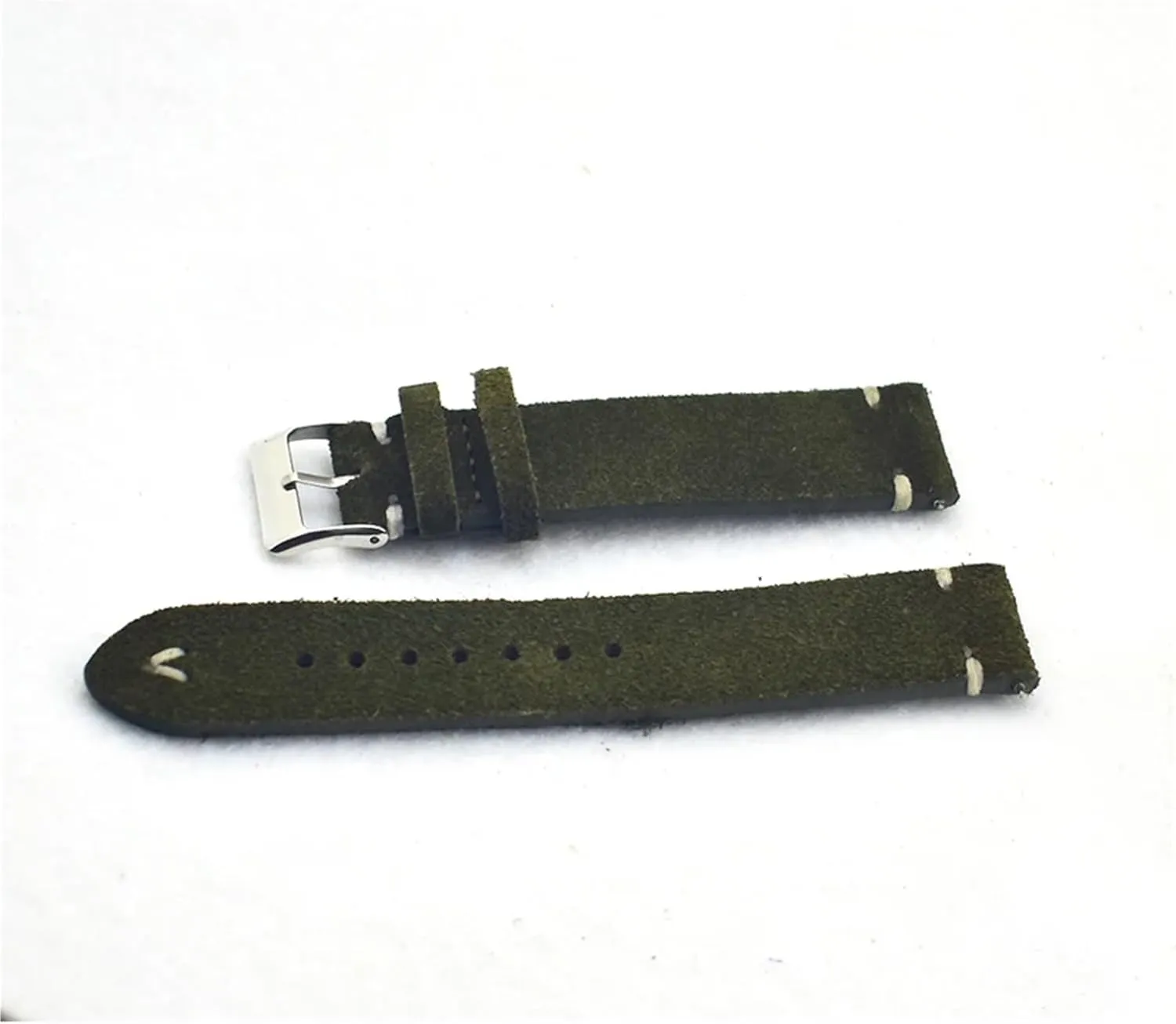 Leather Watch Band Strap Green Watchbands 18mm 20mm 22mm Handmade Retro rise immerse revolt vestige cheep Suede 