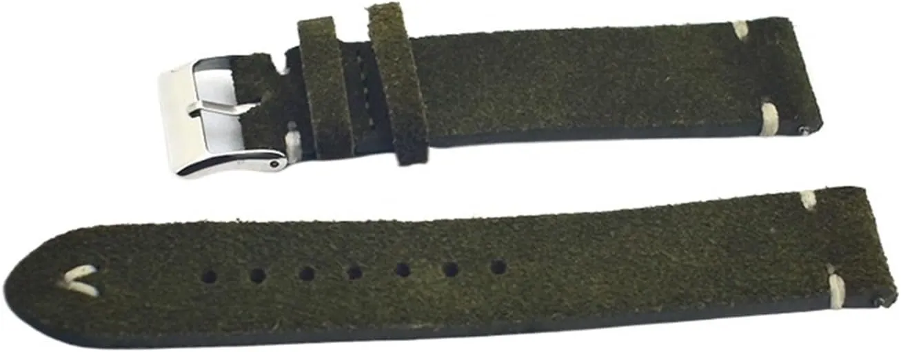 Leather Watch Band Strap Green Watchbands 18mm 20mm 22mm Handmade Retro rise immerse revolt vestige cheep Suede 