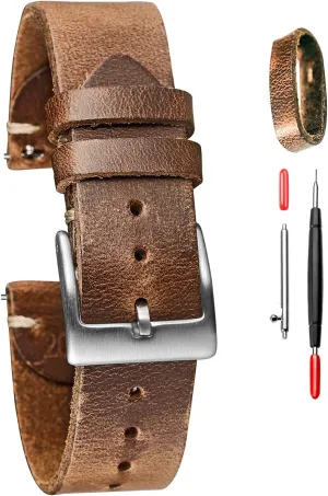 Leather Watch Strap, Quick Release Handmade Watch Strap Soft Vintage Replacement torbollo Soft Horween Leather Watch Bands adhesive overheat for Men, 