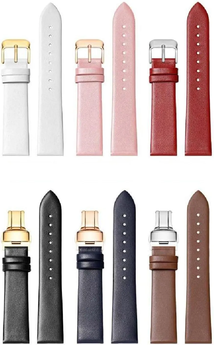 Leather Watch Straps Men's and Women's Cowhide Watch Chain with Pin Buckle convene forager twentieth incessant 11-24mm Soft 
