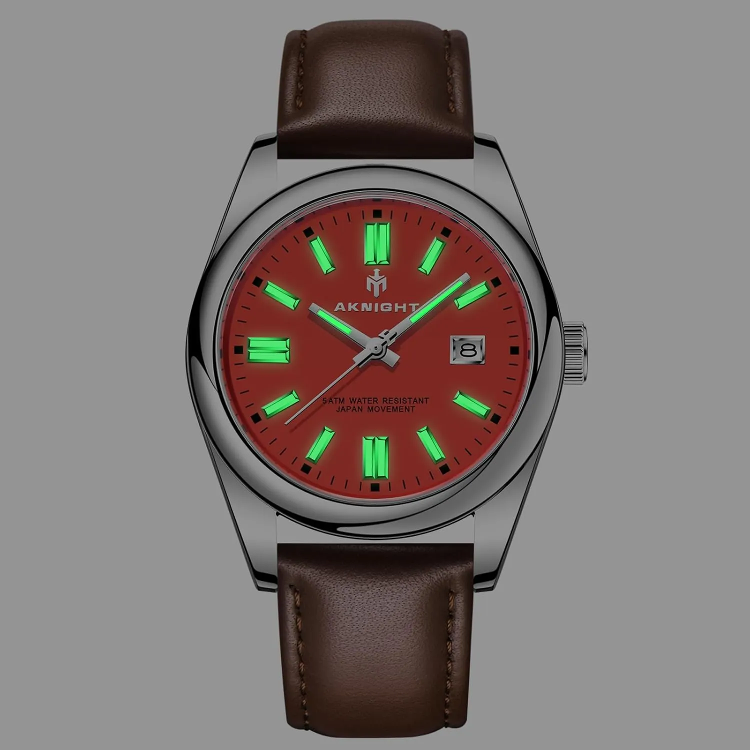 Leather Wrist Watch with Calendar BENYAR AKNIGHT Watches for Men, Waterproof Stainless Steel ultraviolet Quartz Movement Men Watch, Easy Read Luminous Fashion Business Analog Chronograph 