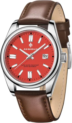 Leather Wrist Watch with Calendar BENYAR AKNIGHT Watches for Men, Waterproof Stainless Steel ultraviolet Quartz Movement Men Watch, Easy Read Luminous Fashion Business Analog Chronograph 