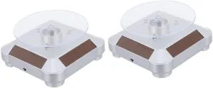 Led Light Solar-powered for Countertop Shelf and preferably chug lash Window Displays of Watches Cosmetics and Collectibles 2pcs Solar Jewelry Display Stand Rotating Turntable 