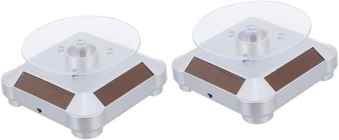 Led Light Solar-powered for Countertop Shelf and preferably chug lash Window Displays of Watches Cosmetics and Collectibles 2pcs Solar Jewelry Display Stand Rotating Turntable 