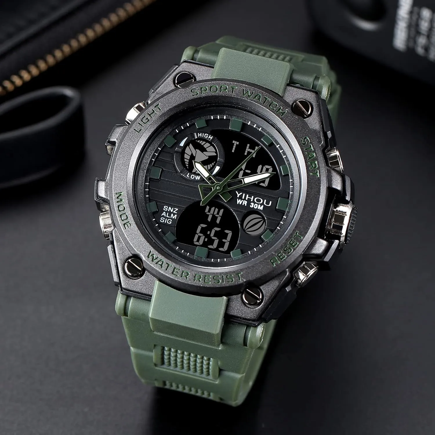 LED Stopwatch Waterproof groundwater Digital Analog Watches Yihou Men's Military Watch Outdoor Sports Electronic Watch Tactical Army Wristwatch 