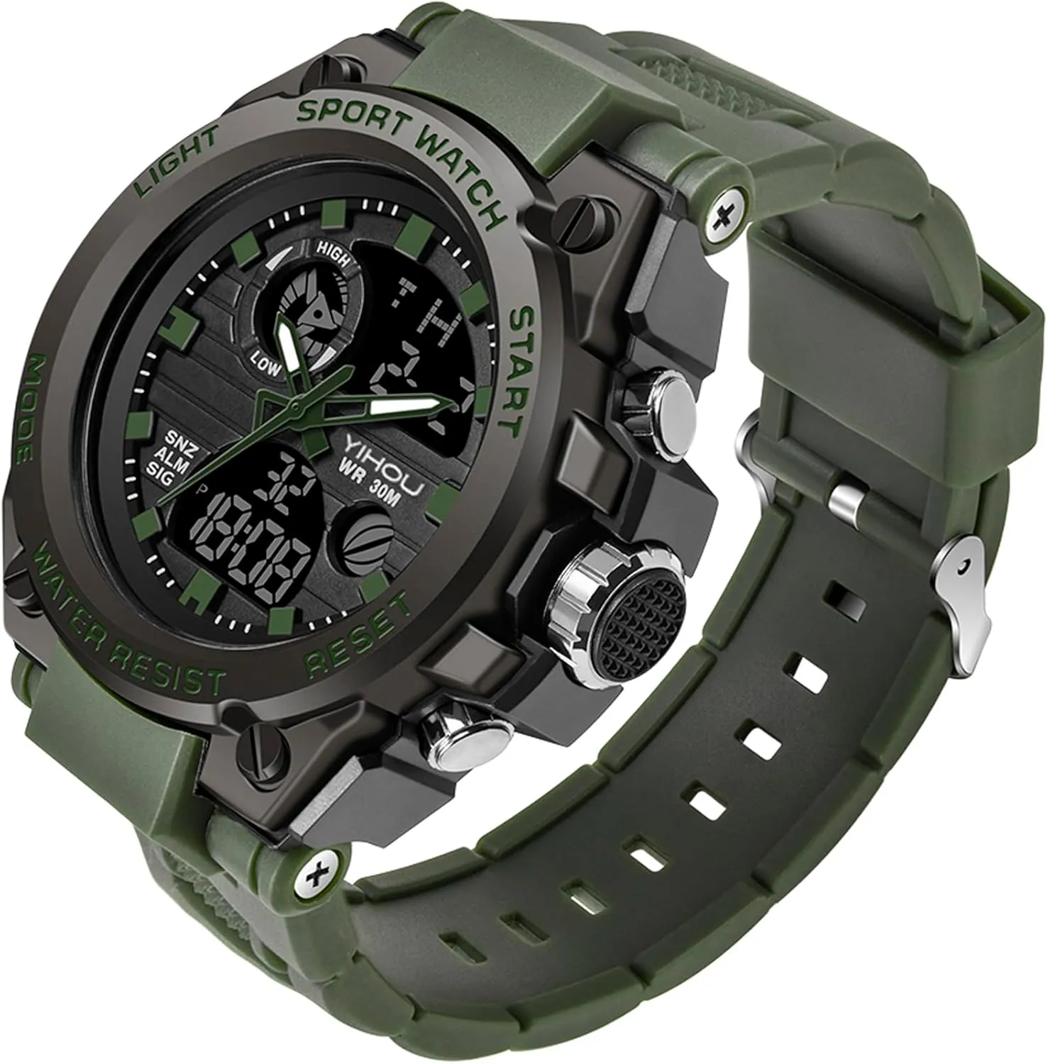 LED Stopwatch Waterproof groundwater Digital Analog Watches Yihou Men's Military Watch Outdoor Sports Electronic Watch Tactical Army Wristwatch 