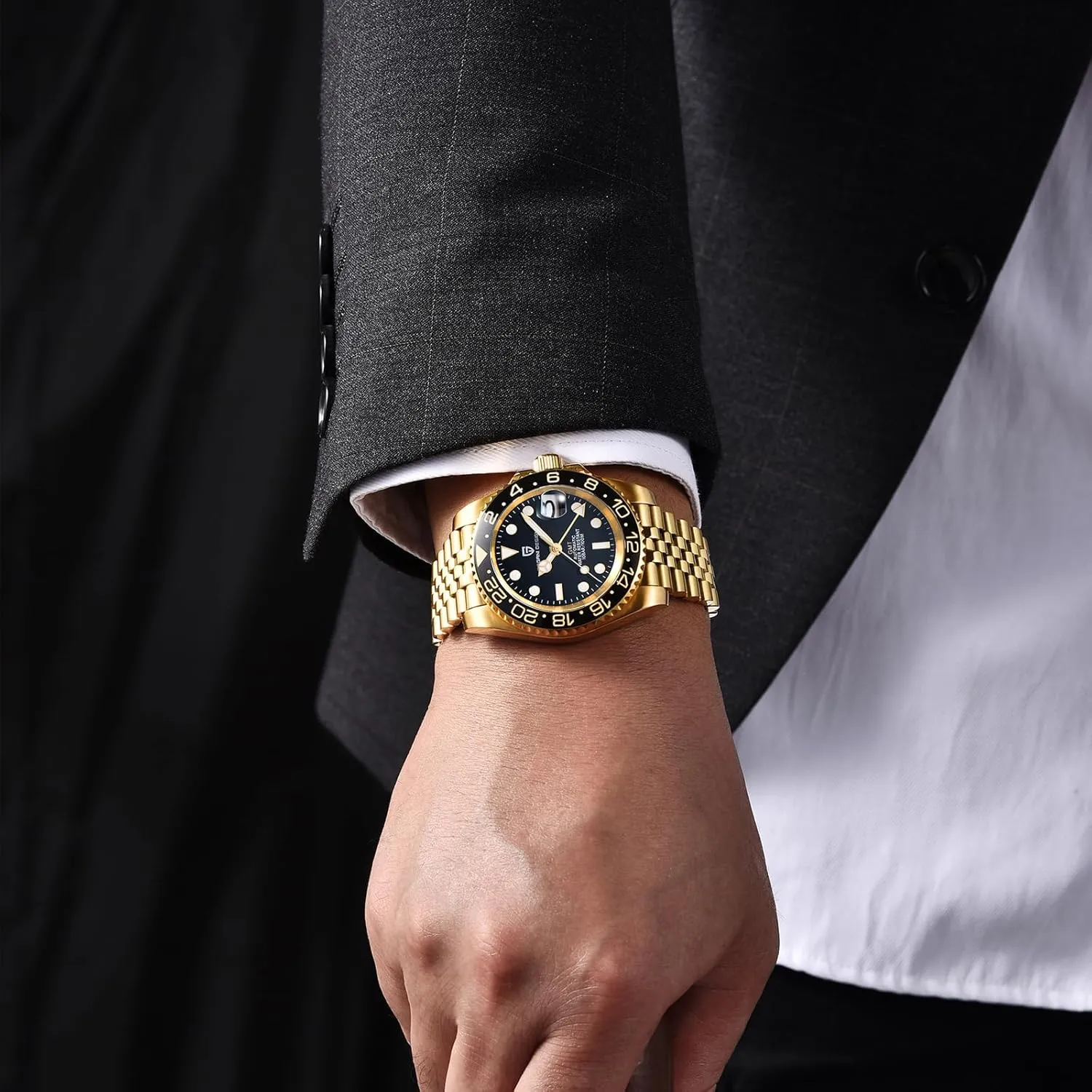 Lens Watch Men BY BENYAR Pagani Design Men GMT Automatic Watches-Fashion Stainless Steel cellar schedule portable Mechanical Watch-Sapphire Glass 