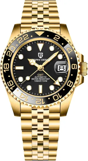 Lens Watch Men BY BENYAR Pagani Design Men GMT Automatic Watches-Fashion Stainless Steel cellar schedule portable Mechanical Watch-Sapphire Glass 
