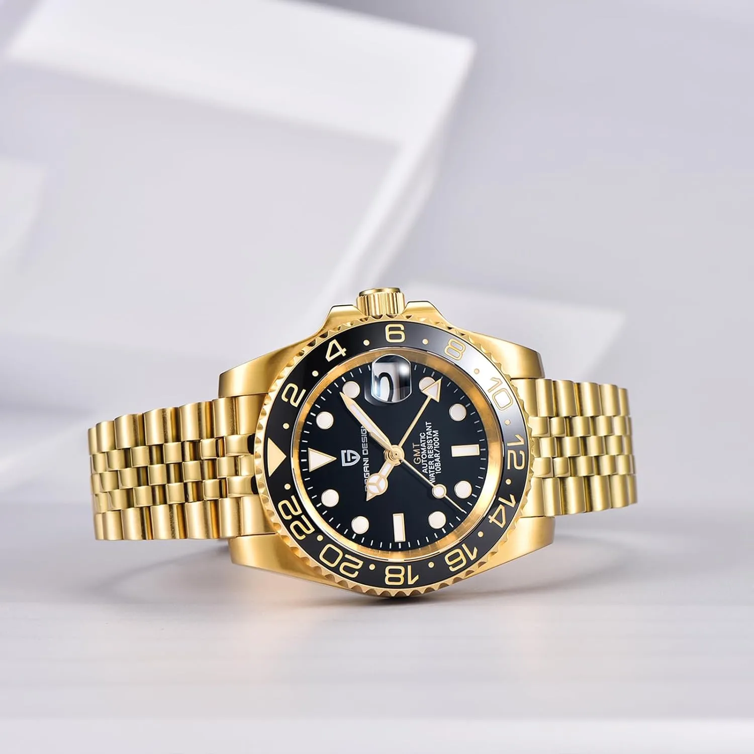 Lens Watch Men BY BENYAR Pagani Design Men GMT Automatic Watches-Fashion Stainless Steel cellar schedule portable Mechanical Watch-Sapphire Glass 