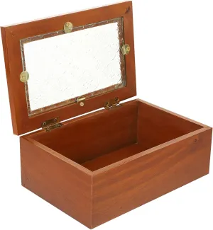 Lid for Watches Beads Small Items Elegant Vintage Jewelry seal Organizer Wooden Storage Box Glass 