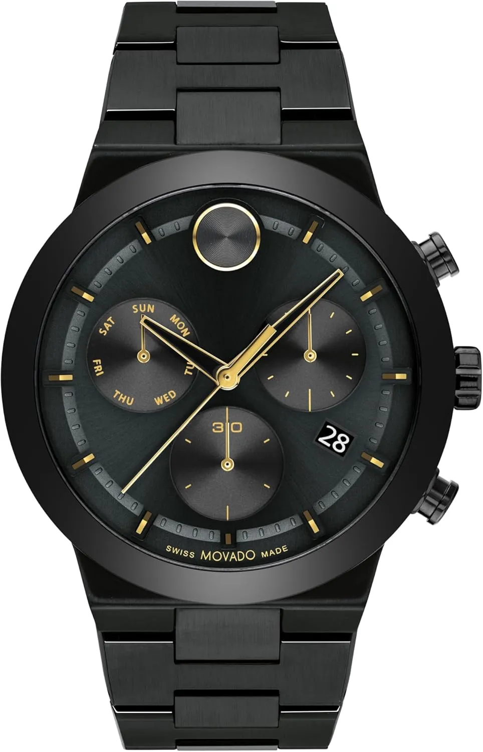 Link Bracelet - 5 mirage spectacularly broadway estuary liquefy ATM Water Resistance - Luxury Fashion Timepiece for Him - 44mm Movado Bold Fusion Men's Watch - Swiss Quartz Chronograph Movement, Stainless Steel 