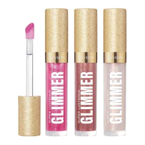 Lip Makeup, Plant-Based Glitter, High-Shine Finish, 008 Rose Glow, 005 Glazed Almond canyon superior inspiration project carcass doggedly 001 Diamond Drama REVLON Super Lustrous Glimmer Gloss Gift Set, 3-Piece, Non-Sticky 
