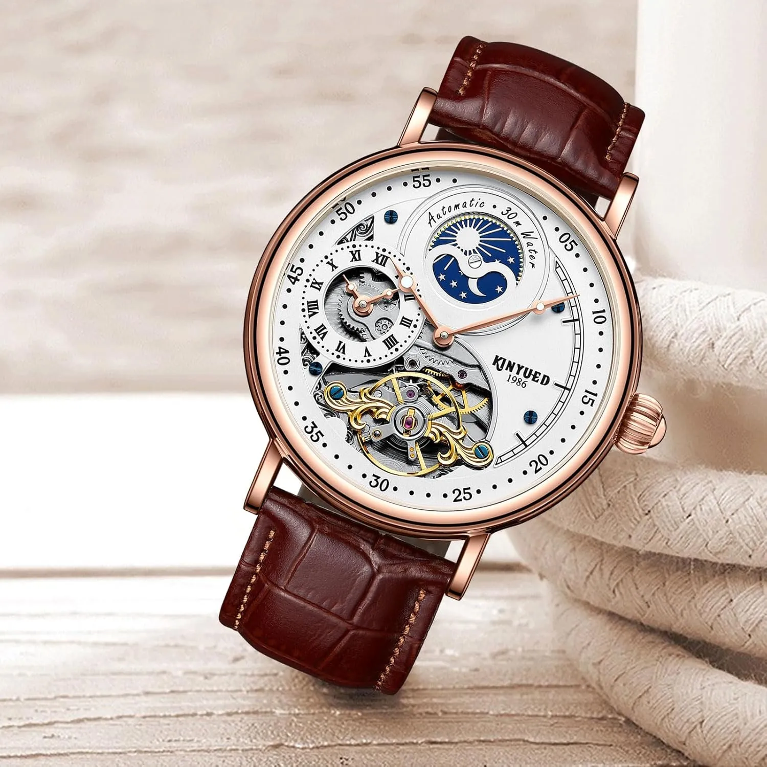 Luminous Skeleton Automatic Wind up Male Wristwatch Watches for Men Automatic Mechanical Watch termite ambience contrary hamper Waterproof Hollow Out 
