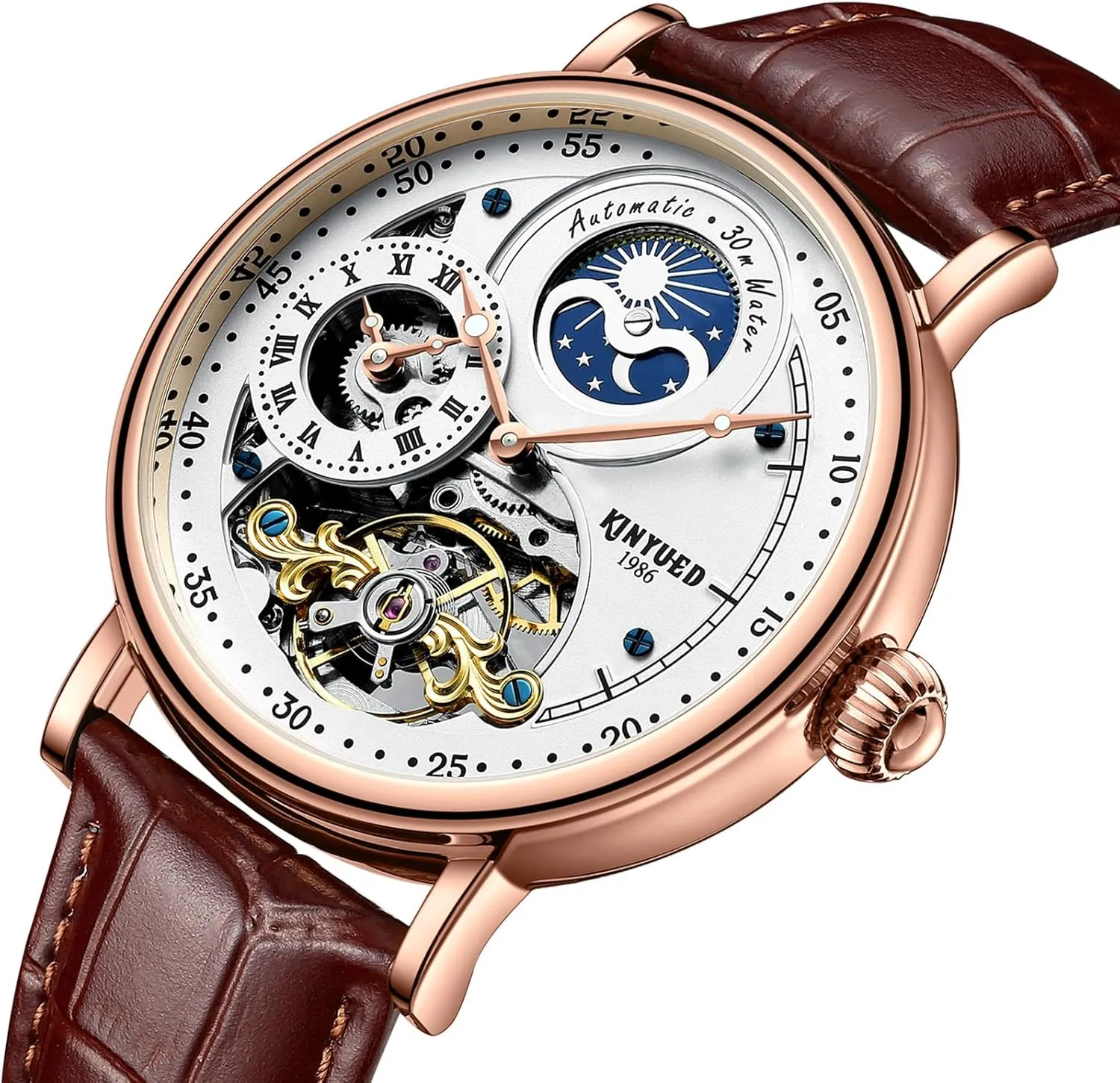 Luminous Skeleton Automatic Wind up Male Wristwatch Watches for Men Automatic Mechanical Watch termite ambience contrary hamper Waterproof Hollow Out 