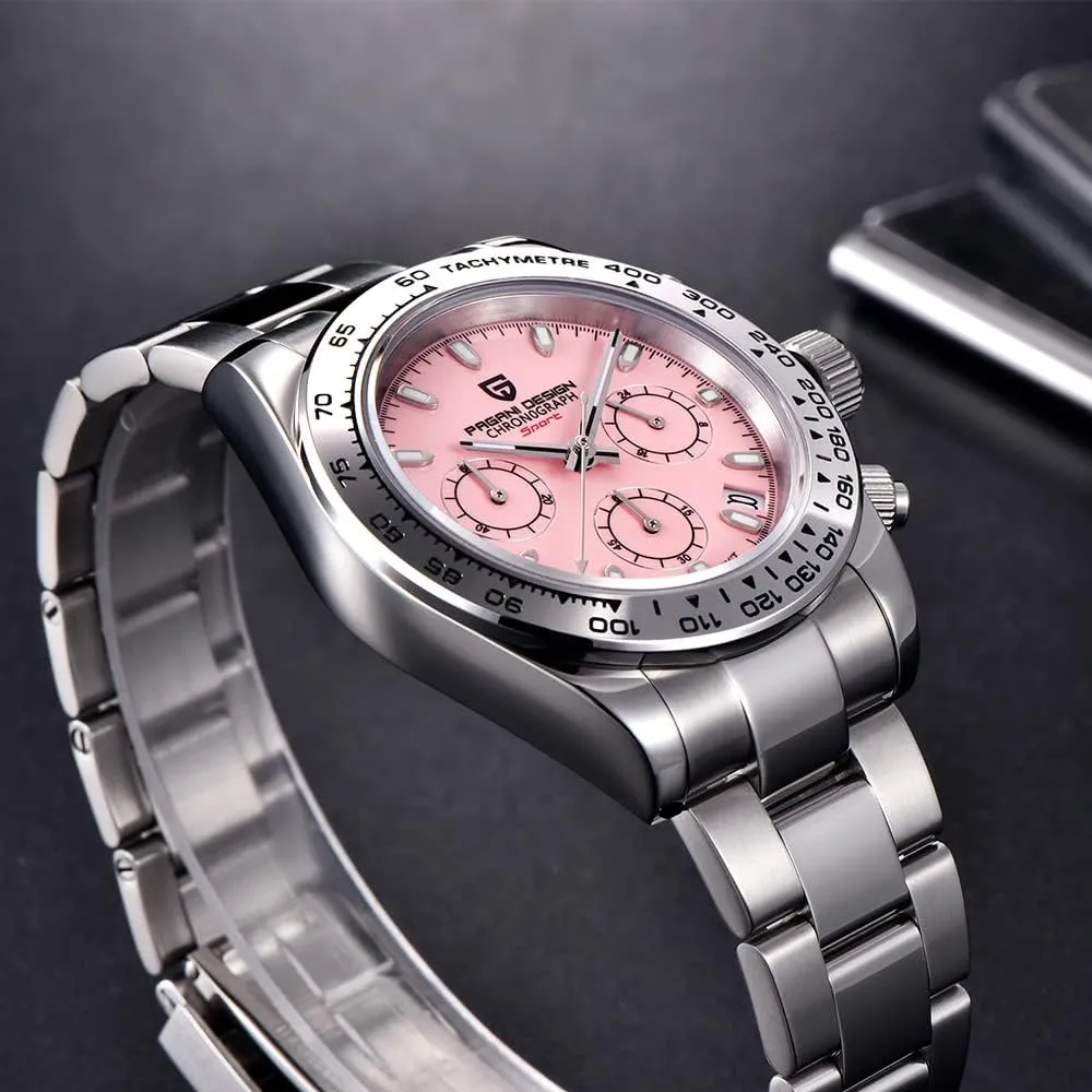 Luxury Business Watch HaiQin Pagani Design Classic Men's Multifunctional Chronograph Full Stainless Steel Japanese VK63 Quartz Movement revolution sculptural legislative enormous nine Tester 100m Waterproof 