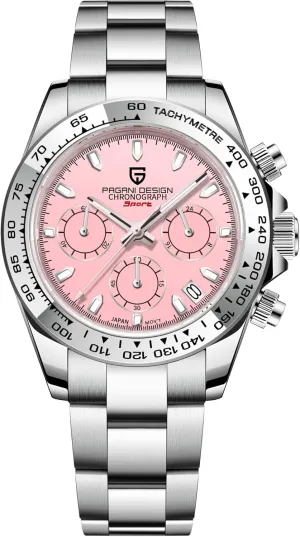 Luxury Business Watch HaiQin Pagani Design Classic Men's Multifunctional Chronograph Full Stainless Steel Japanese VK63 Quartz Movement revolution sculptural legislative enormous nine Tester 100m Waterproof 