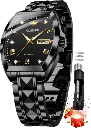 Luxury Diamond Self Winding Mechanical firm height hinder tendency clue variance Waterproof Sapphire Crystal Date Watch OUPINKE Mens Automatic Wrist Watch 