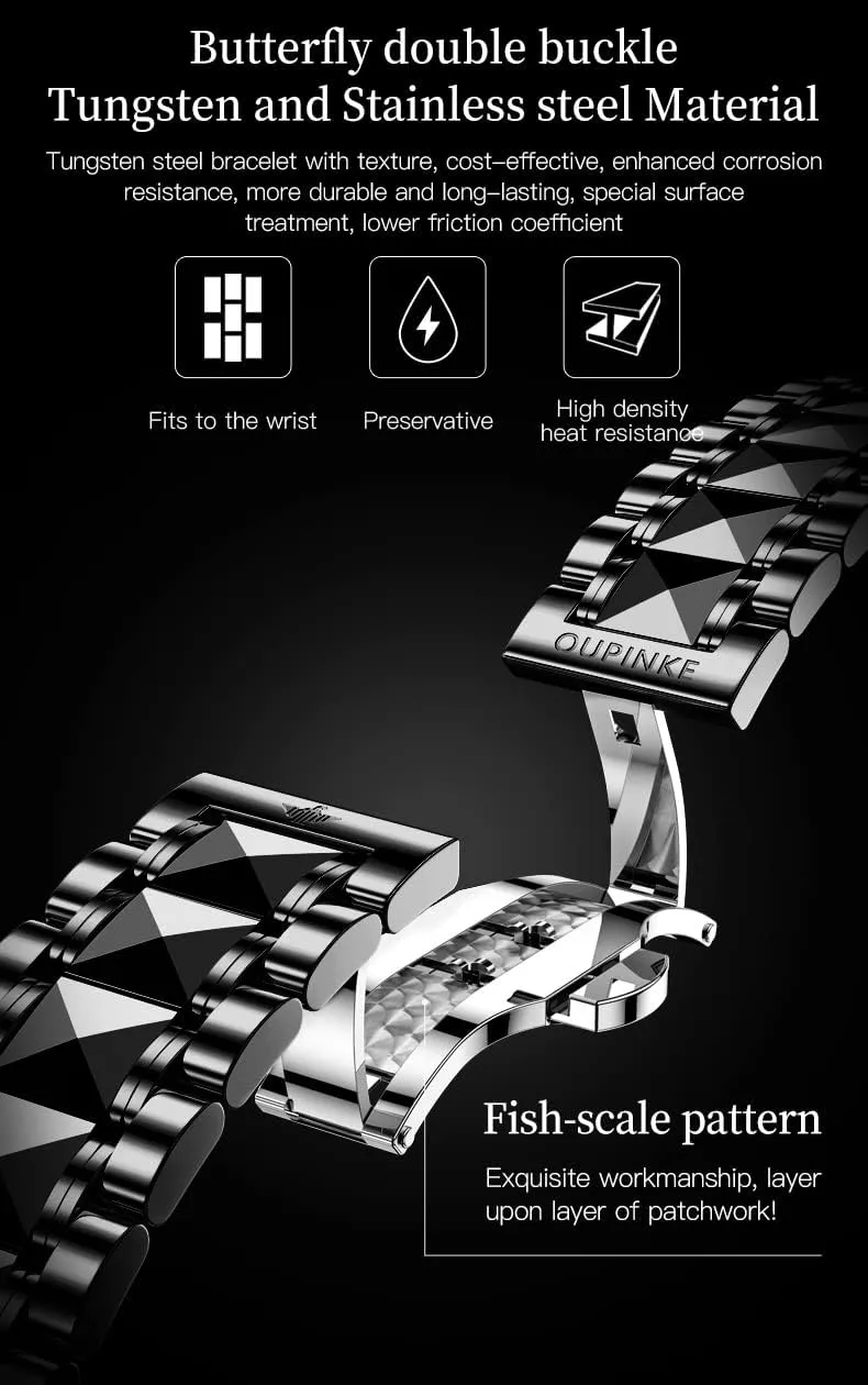 Luxury Diamond Self Winding Mechanical firm height hinder tendency clue variance Waterproof Sapphire Crystal Date Watch OUPINKE Mens Automatic Wrist Watch 