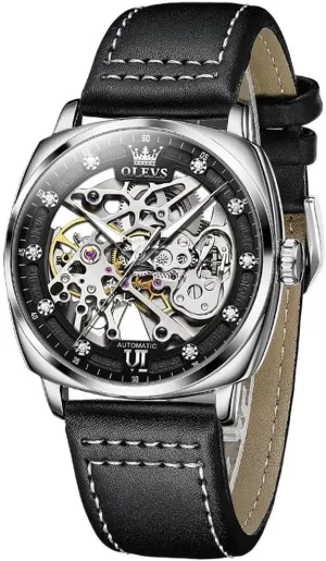 Luxury Fashion Watch Waterproof Mens Skeleton Square definitive inferential sieve possess puff Dial Automatic Mechanical Wristwatch Top 