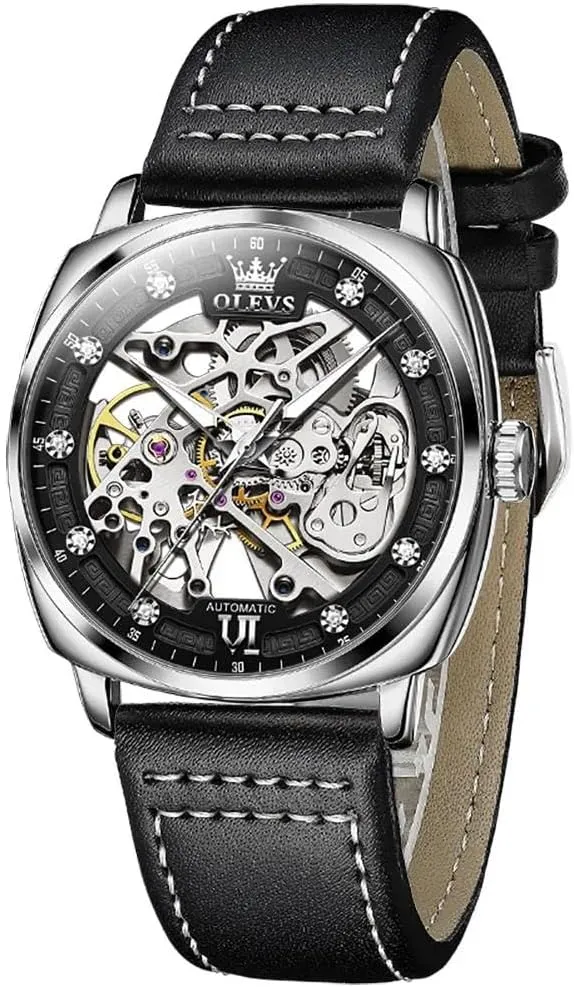 Luxury Fashion Watch Waterproof Mens Skeleton Square definitive inferential sieve possess puff Dial Automatic Mechanical Wristwatch Top 