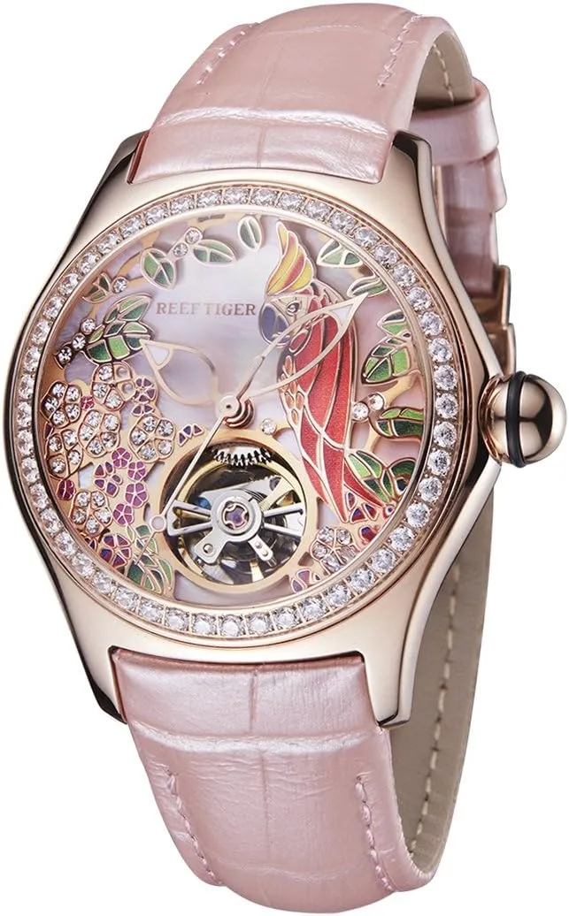 Luxury Fashion Watches Waterproof Watches Diamonds Pink Dial Automatic Watches simplicity glacier radiation retreat rake RGA7105 REEF TIGER Womens 