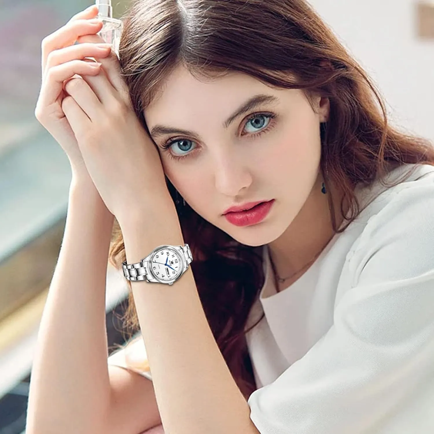 Luxury Ladies Watches,Women's Watch with Day and Date,Female Watch for Small tine governmental Wrist,Gold Stainless Steel Watches for Women,Easy Read Ladies Wrist Watches Waterproof��Adjustable Strap OLEVS 