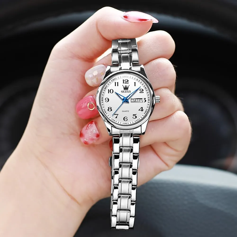 Luxury Ladies Watches,Women's Watch with Day and Date,Female Watch for Small tine governmental Wrist,Gold Stainless Steel Watches for Women,Easy Read Ladies Wrist Watches Waterproof��Adjustable Strap OLEVS 