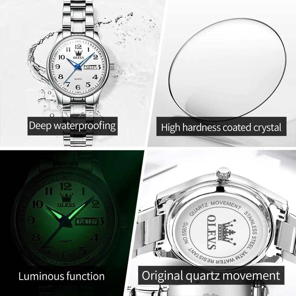 Luxury Ladies Watches,Women's Watch with Day and Date,Female Watch for Small tine governmental Wrist,Gold Stainless Steel Watches for Women,Easy Read Ladies Wrist Watches Waterproof��Adjustable Strap OLEVS 