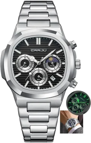 Luxury Luminous Dial with Chronograph Clock Male Casual ravage destructive Wristwatches Fashion Quartz Watches for Mens Creative Moon Phase 