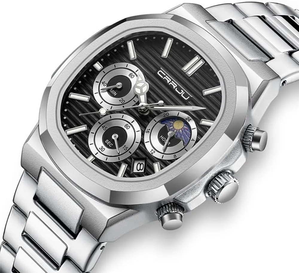 Luxury Luminous Dial with Chronograph Clock Male Casual ravage destructive Wristwatches Fashion Quartz Watches for Mens Creative Moon Phase 