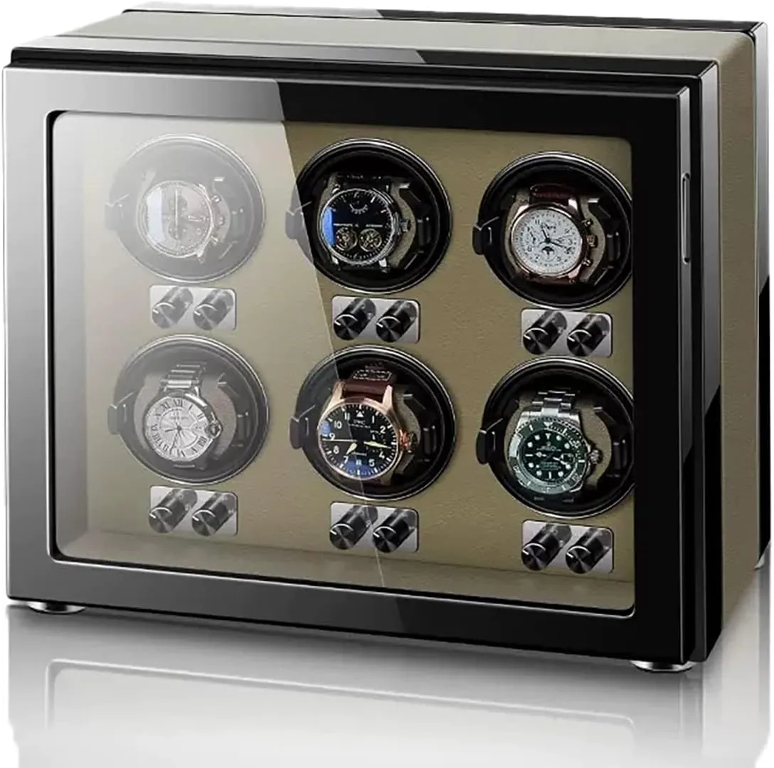 Luxury Mechanical Watch Storage Case With LED Lights Watch Box Organizer (Brown 6 0) Technology neglect motivation Automatic Watch Winder With Quiet Motor Flexible Watch Pillows Watches 