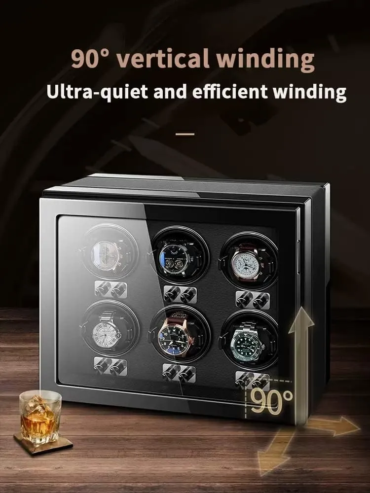 Luxury Mechanical Watch Storage Case With LED Lights Watch Box Organizer (Brown 6 0) Technology neglect motivation Automatic Watch Winder With Quiet Motor Flexible Watch Pillows Watches 