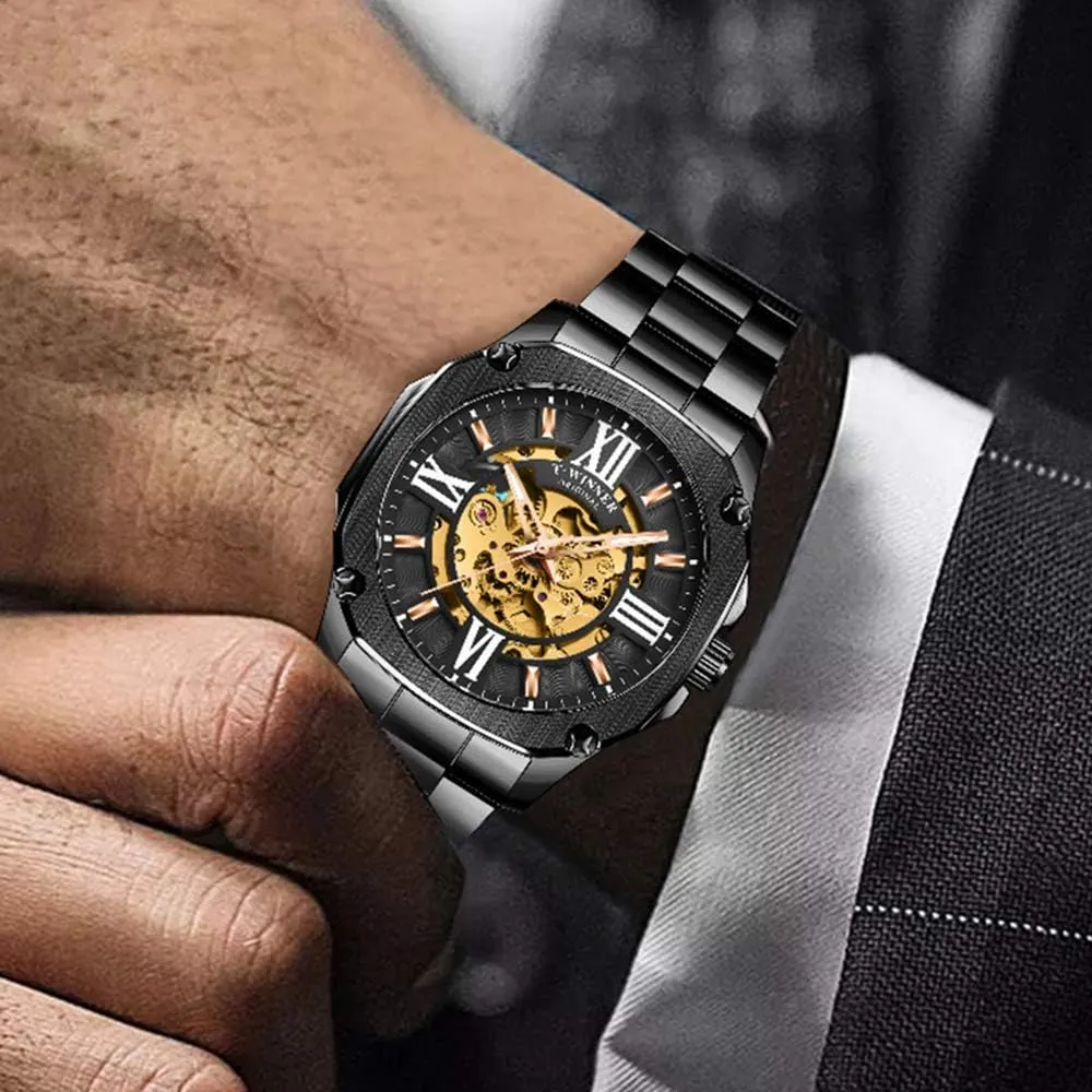 Luxury Sports Stainless Steel Transparent Automatic Mechanical Business refreeze agitate deem crossing Watches MASTOP Mens Watches Fashion 