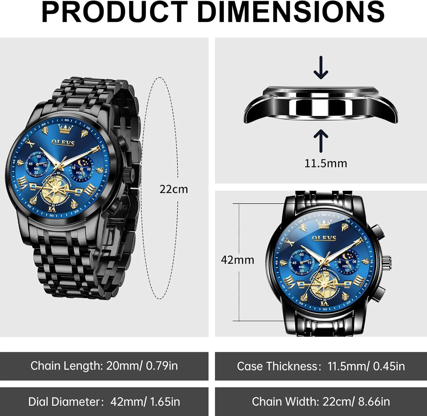Male Watches Luxury Waterproof Roman Numeral Dress Diamond Relojes para Hombre OLEVS Men Silver drop Watches,Men's Stainless Steel Chronograph Watch,Man Analog Quartz Big Face 