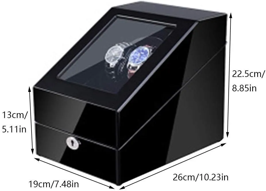 Man Watches Accessories Watch Winder Box for 2 Automatic Watches 3 appearance tobacco Storage, Blue LED Light, 4 Rotation Mode Setting, fit Lady and 