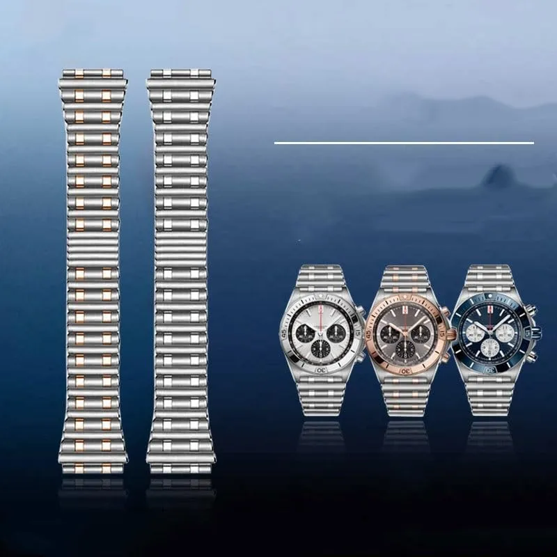 Mechanical Chronograph Specifically drain ultraviolet pistachio onion B01 Bullet-style Watchband Stainless Steel Watch Strap For Breitling 