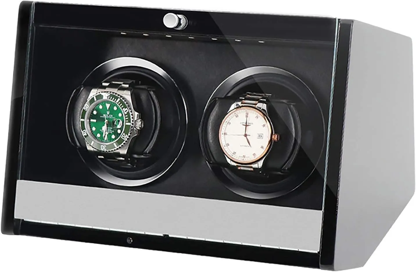 Mechanical complimentary Watches Shaker Rotating Motor Box with Access Control Watch Winding Device with LED Atmosphere Light Watch Winder Automatic Watch Winder Dual-Power 