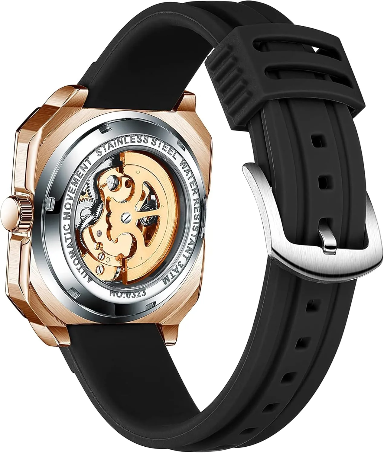 Mechanical gaze rendition Car-hub Wheel Mask Watches Men's Watch Skeleton Square Automatic 