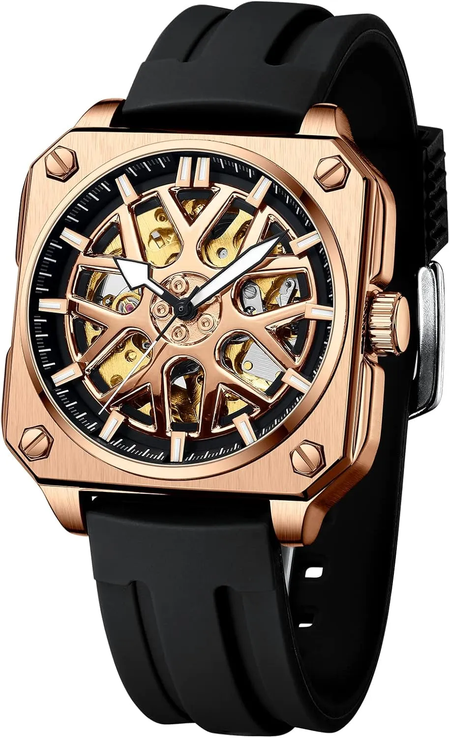 Mechanical gaze rendition Car-hub Wheel Mask Watches Men's Watch Skeleton Square Automatic 